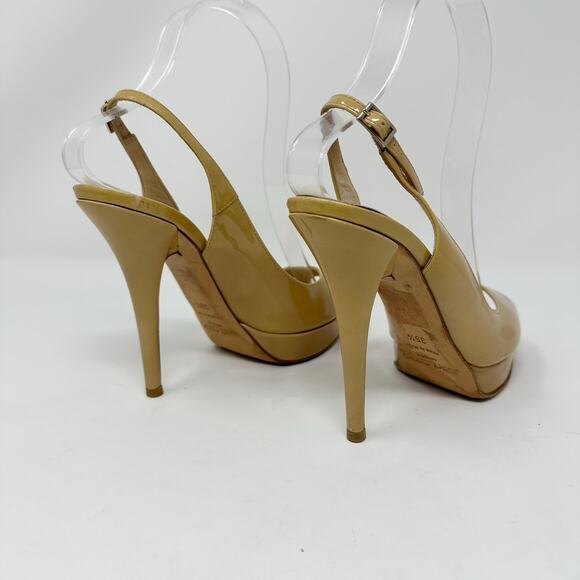 Jimmy Choo Nova Patent Leather Slingback Peep Toe Heels - Picture 4 of 12